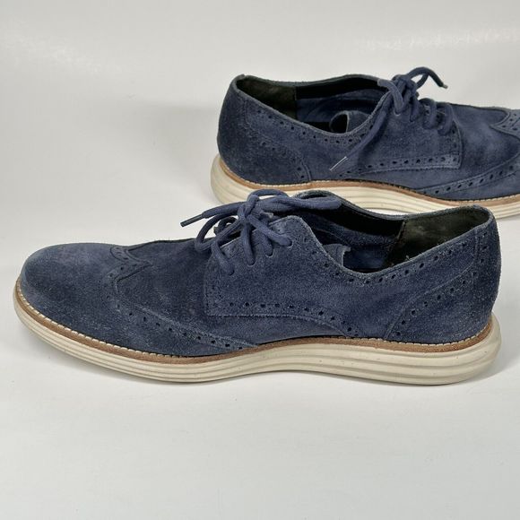 Cole Haan LunarGrand Wing Tip Oxford C10227 Navy Blue Suede Men’s Size 8.5 main image 12